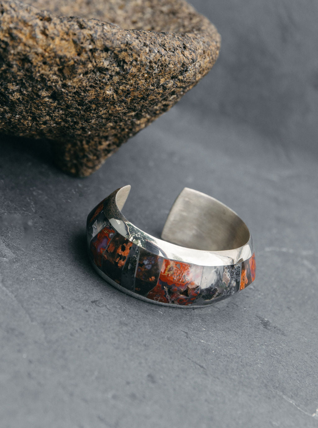 Wide Tejas Lapidary Inlay Cuff