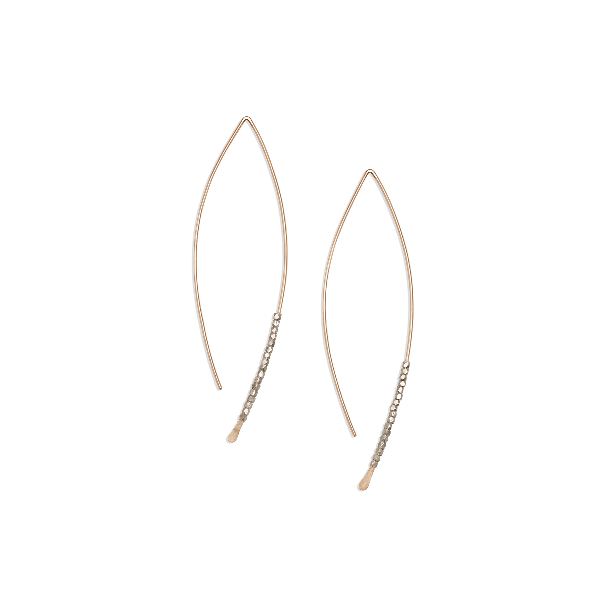 Wedding Party Set: the thin, hammered wire of the Bead Crescent Earrings is adorned with sterling silver beads 