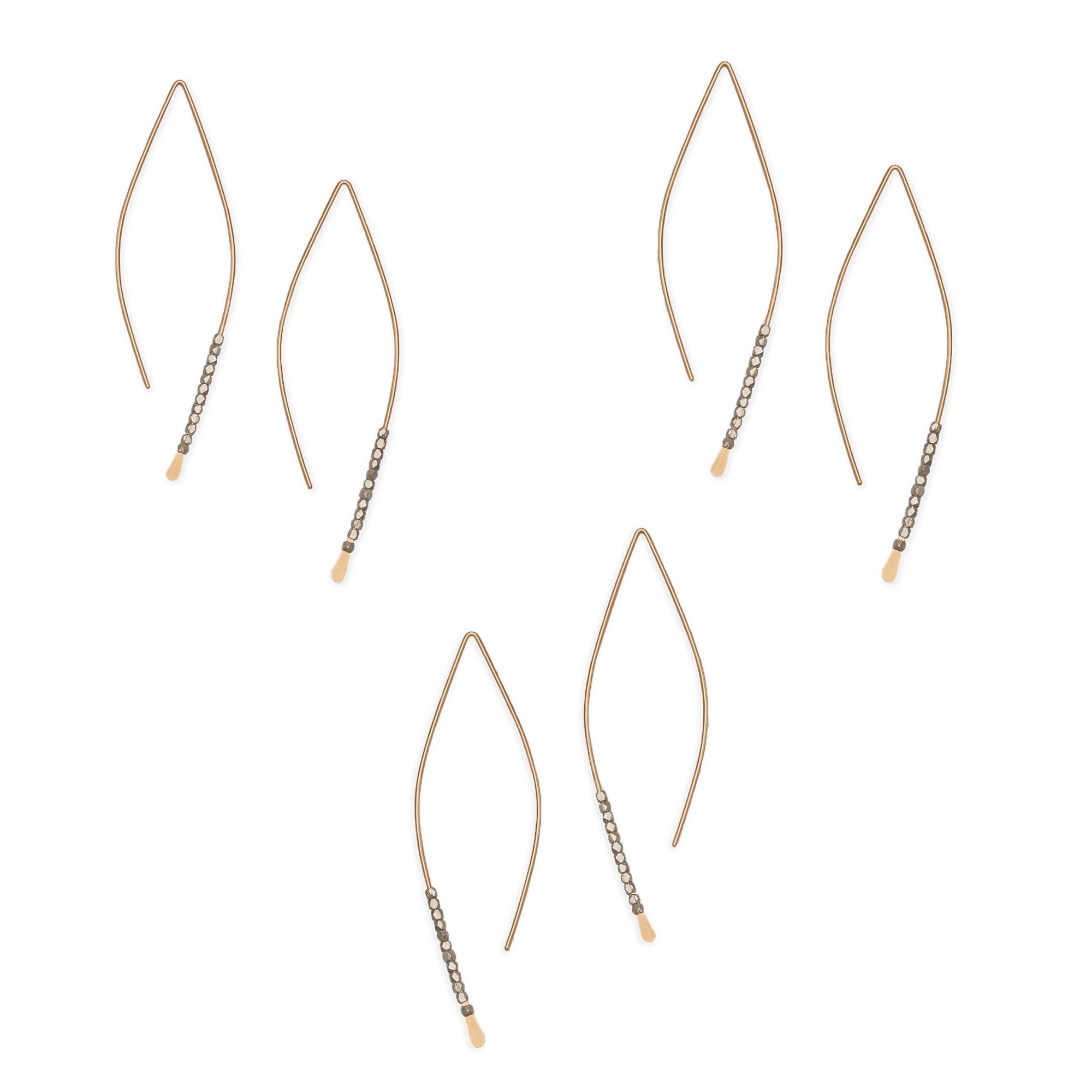Wedding Party Set: the thin, hammered wire of the Bead Crescent Earrings is adorned with sterling silver beads 