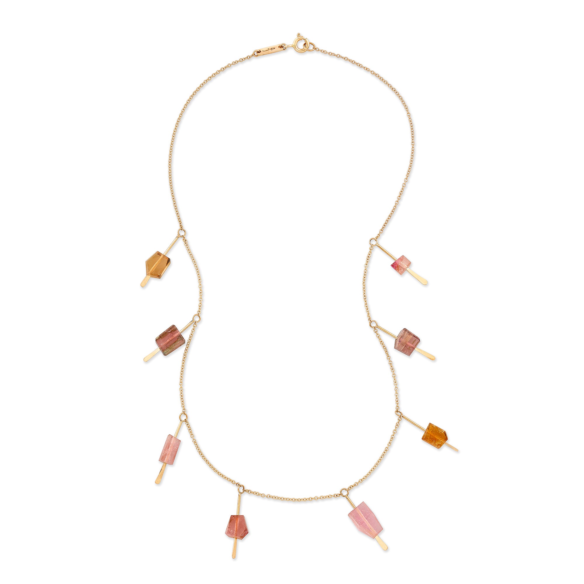 Pink & Gold Tourmaline Stations Necklace