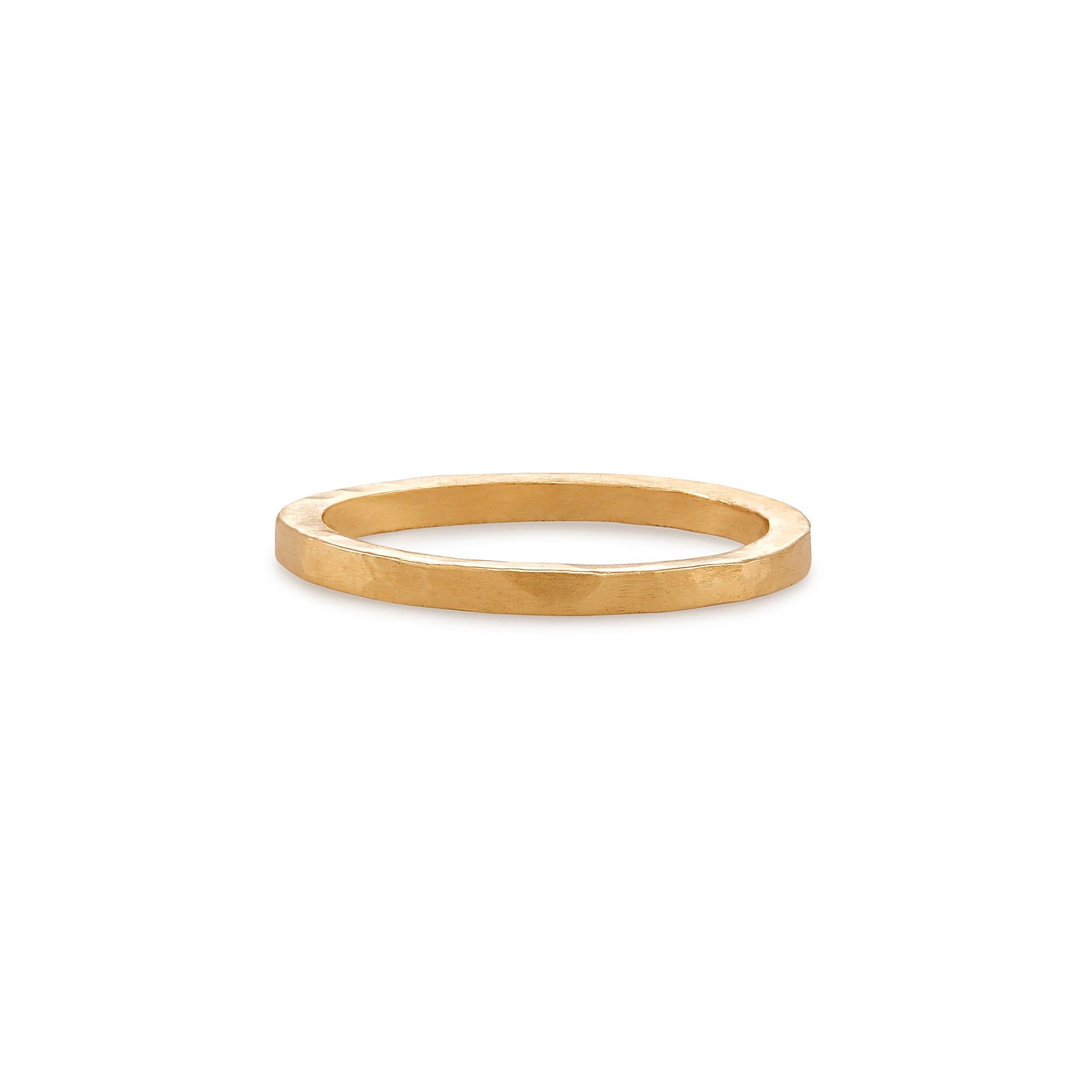 The 2mm Classic Band is a simple, classic hammered ring in 14k gold that is the perfect addition to any collection.  