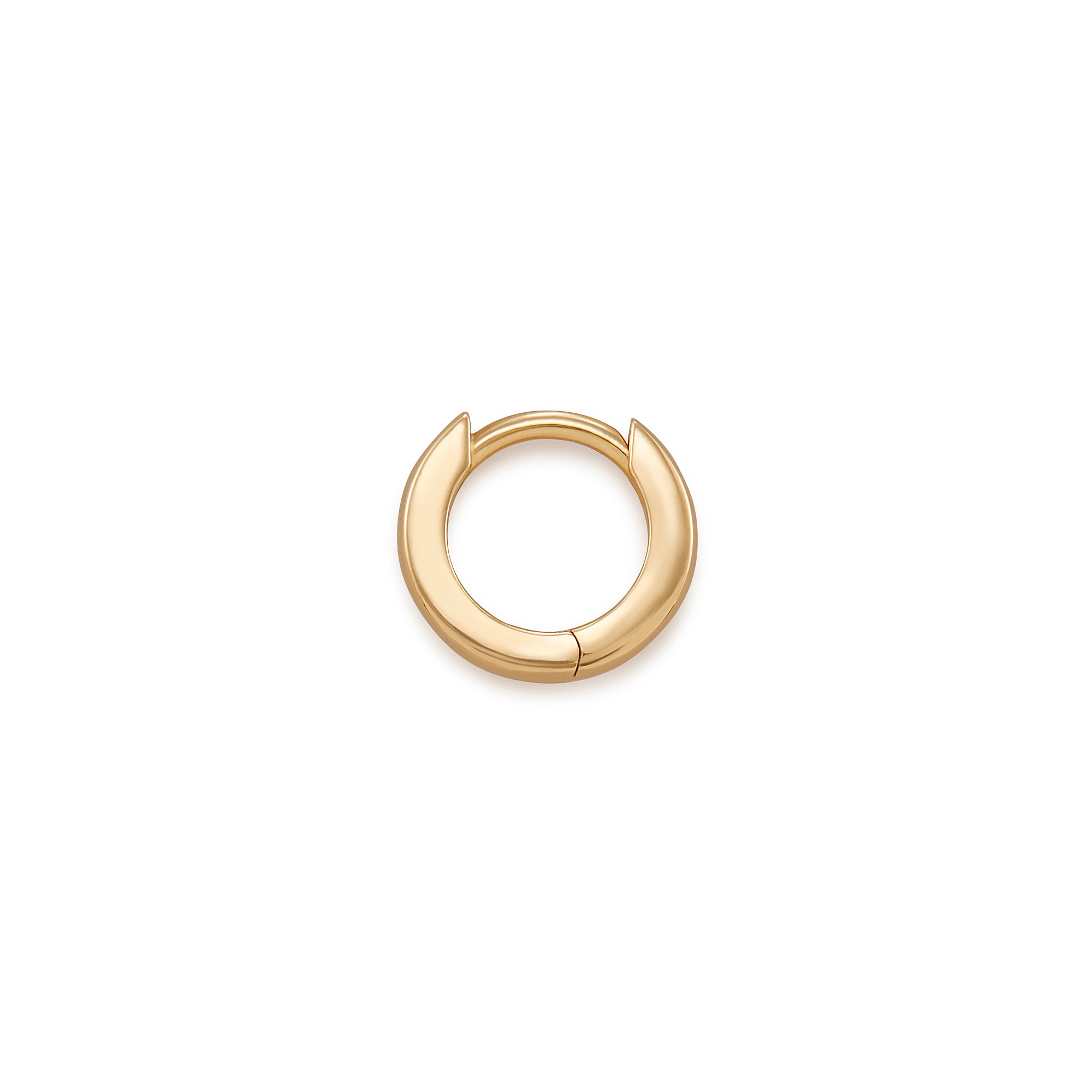 Simple Hinged Hoops featuring a secure closure and compact size in 14k gold, with your choice of two sizes, small or mini