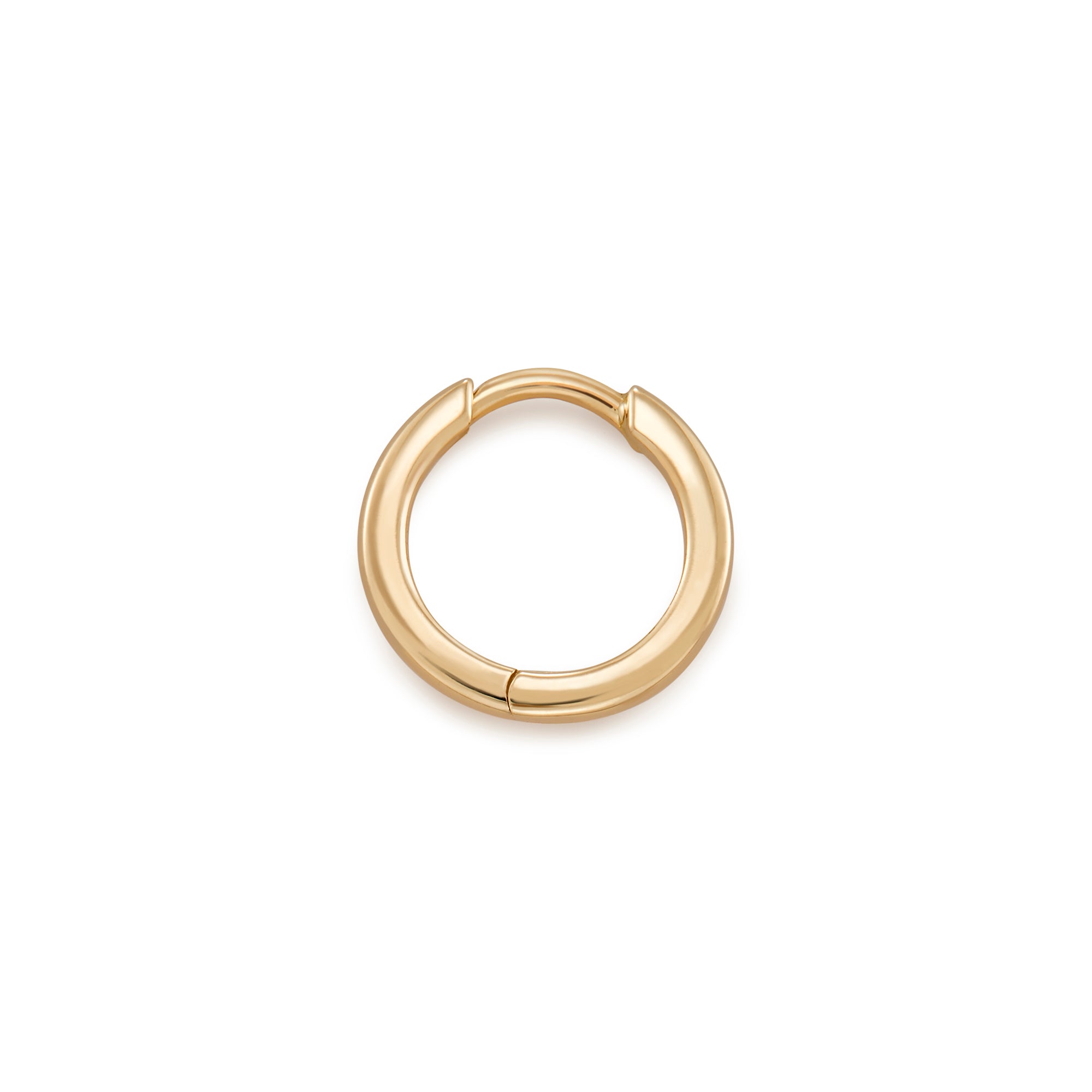 Simple Hinged Hoops featuring a secure closure and compact size in 14k gold, with your choice of two sizes, small or mini