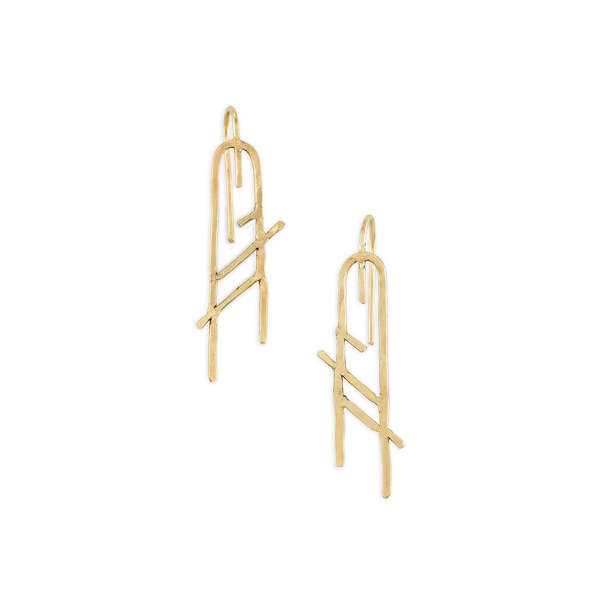 Moab Hook Earrings in 14k gold, these delicate one-of-a-kind earrings are from our collaboration with Callen Thompson 