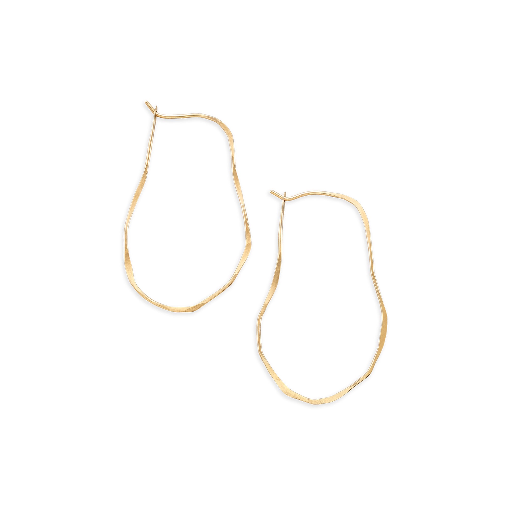 14k gold Possible Futures Hoops, these forged earrings are one of a kind pieces from our collaboration with Callen Thompson 