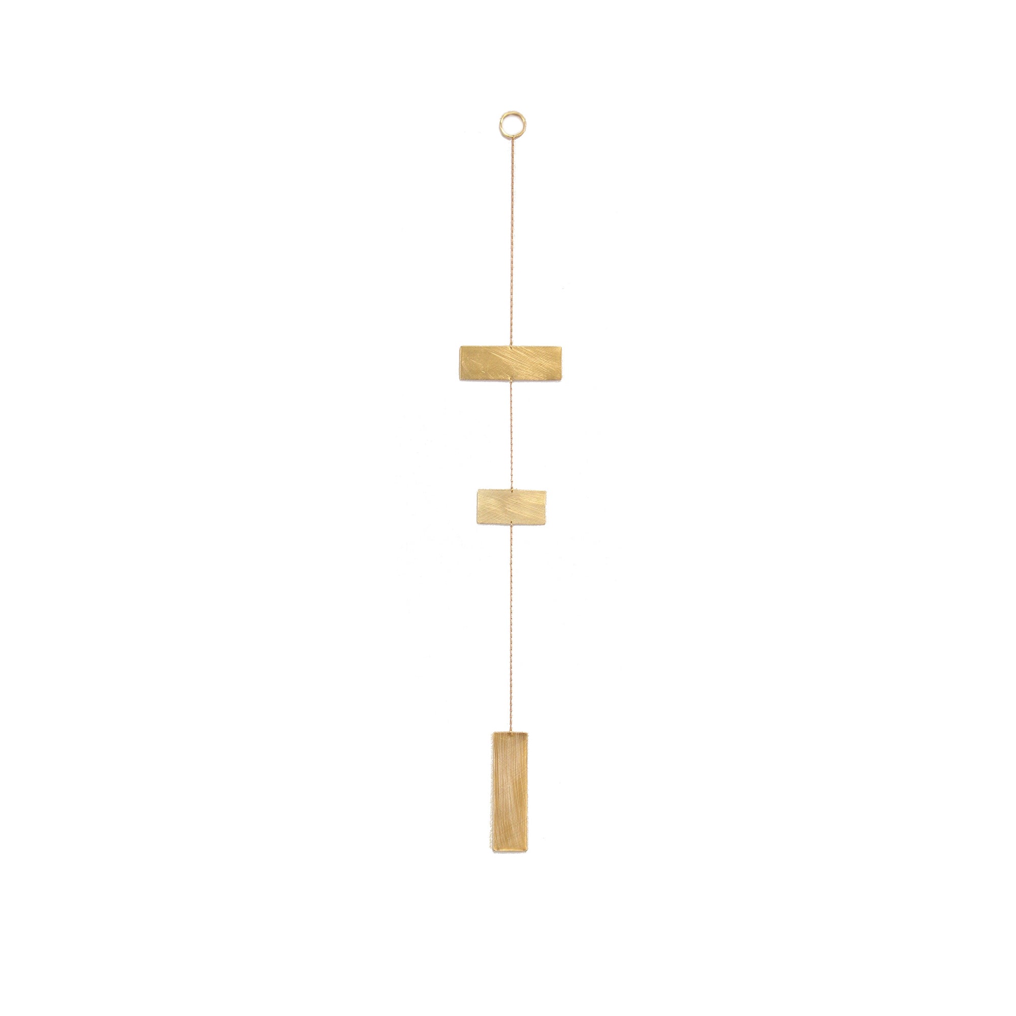 A rectangular version of our spirit chain in hand-cut and brushed brass, perfect for hanging. 
