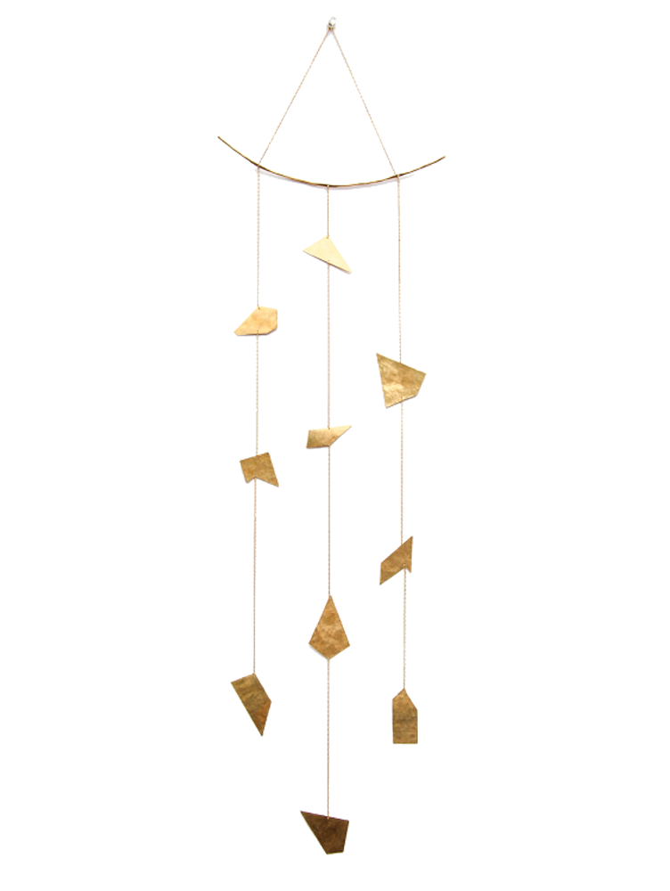 HOME | organic 3 strand mobile | wall hanging with organic and hand forged brass sheet and wire with vintage brass chain | #failjewelry