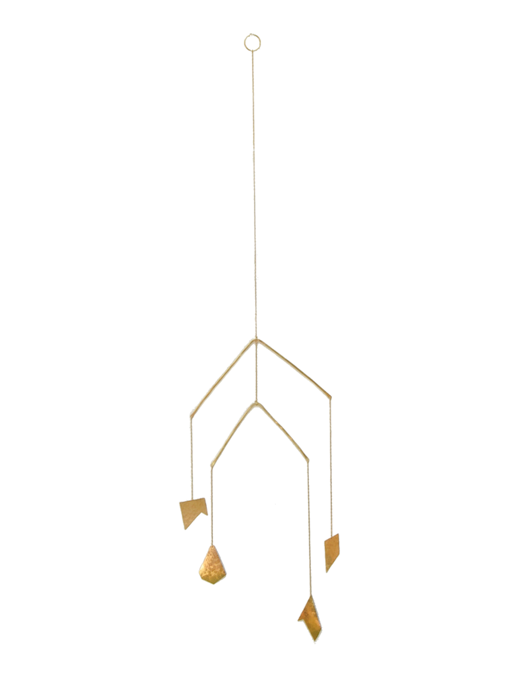 home | organic 4 piece tiered mobile | two tiers hang perpendicular to each and move independently with organic hand cut and forged brass sheet and wire | #failjewelry