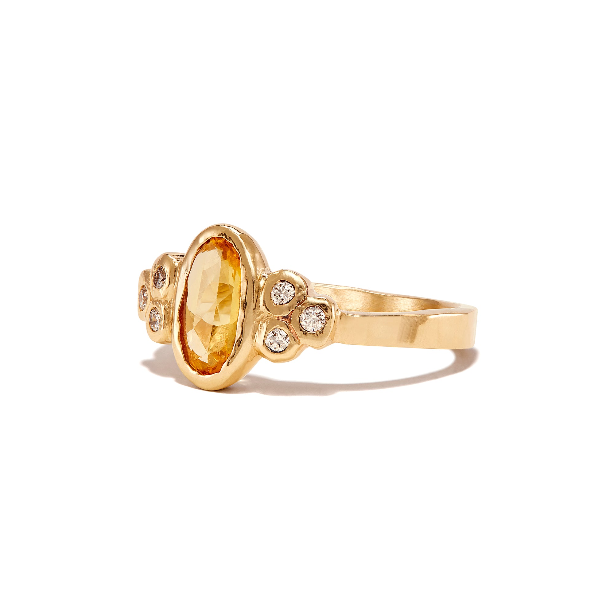 Oval Yellow Sapphire & Diamond Cluster Ring