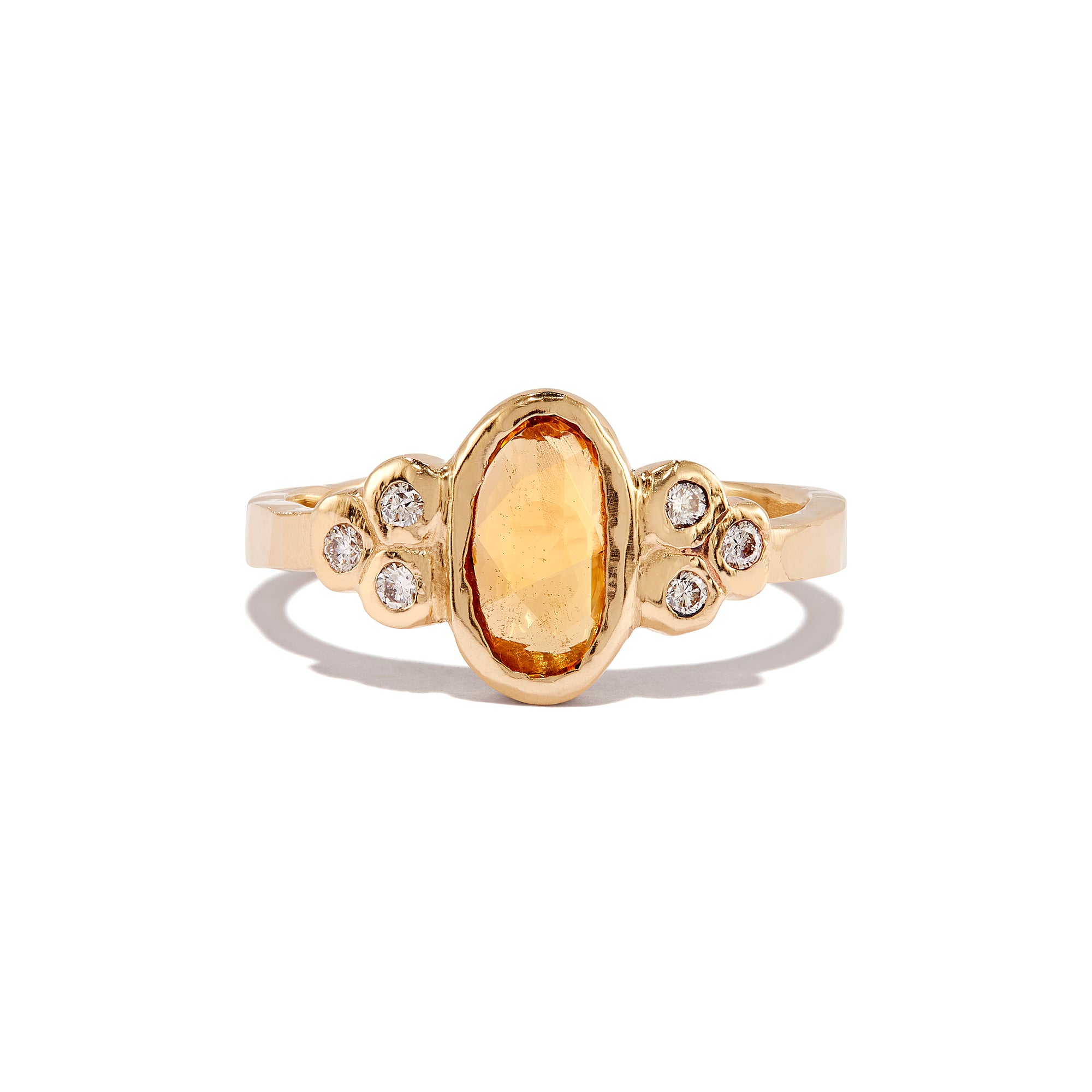Oval Yellow Sapphire & Diamond Cluster Ring